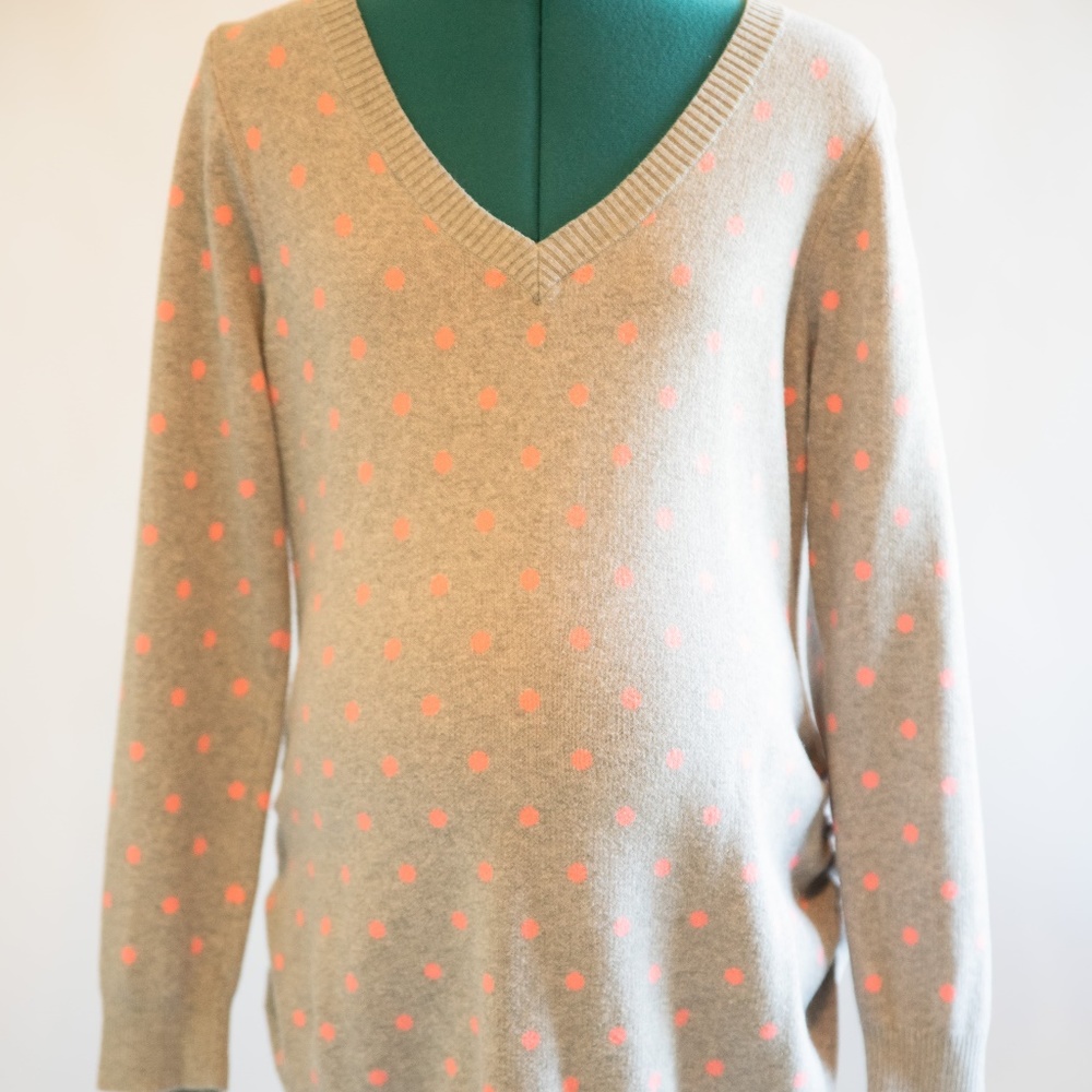 Gray and Pink Polka Dot Maternity Sweater
